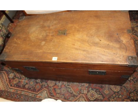 A 19TH.C.CAMPAIGN TRUNK WITH BRASS MOUNTS