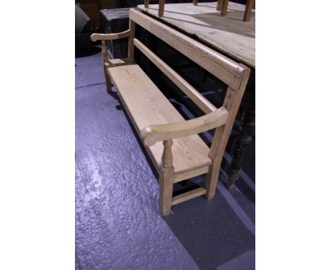 AN ANTIQUE PINE CHILD'S HALL BENCH