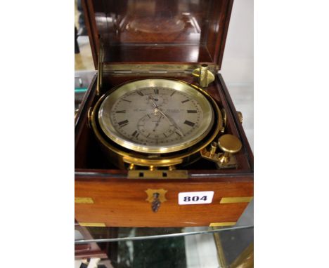A RARE SHIP'S CHRONOMETER BY J &amp; H JUMP, 93 MOUNT STREET, LONDON.IN BRASS BOUND MAHOGANY CASE