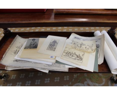 A LARGE COLLECTION OF PEN, INK AND PENCIL STUDIES BY R J DUPONT