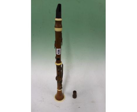 A 19TH.C.BOXWOOD CLARINET BY WOOD & FRY, NEW COMPTON STREET, LONDON.