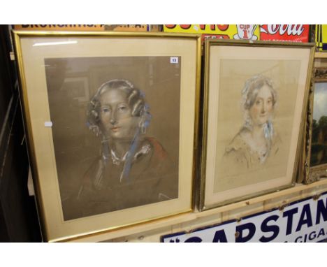 A PAIR OF PASTEL PORTRAIT PICTURES BY JAMES SWINTON.