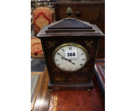 A REGENCY MAHOGANY AND BRASS INLAID BRACKET CLOCK WITH LATER MOVEMENT