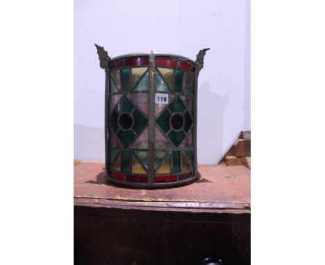 A VICTORIAN STAINED GLASS HALL LANTERN