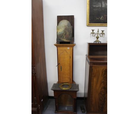 AN 18TH/19TH.C.LONG CASE CLOCK THE DIAL BEING AN OLD MASTER OIL PAINTING ON PANEL APPLIED WITH BRASS CHAPTER RING OF THOMAS D