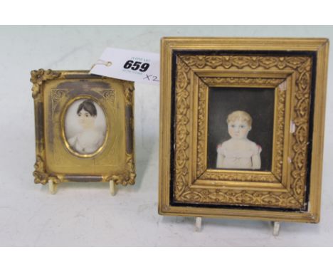 TWO EARLY 19TH.C.WATERCOLOUR MINIATURES, AN OVAL PORTRAIT OF AN EARL AND A PORTRAIT OF A CHILD