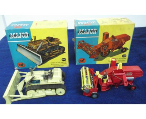 Corgi Major Toys 1111 Massey-Ferguson "780" Combine Harvester, red body, yellow plastic tyres, 1107 Euclid TC-12 Tractor, in 