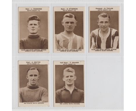 Trade cards, British Chewing Sweets, Photo's of Footballers, 1933/34, 5 cards, Notts County, (3), L Hammond, (gd), G Stimpson