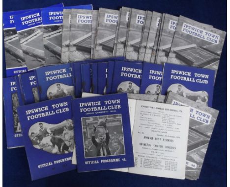 Football programmes, Ipswich Town, 1950's/early 60's collection, 1960/1 Second Division Championship season (15) including Ba