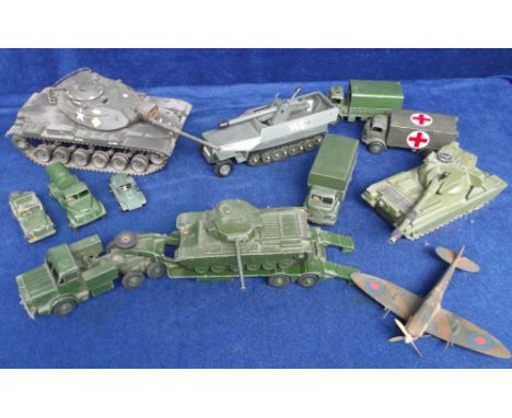 Military Toys, including Dinky Toys 660 Tank Transporter, 651 Centurion Tank, 643 Army Water Tanker, 621 3-Ton Army Wagon, 7.