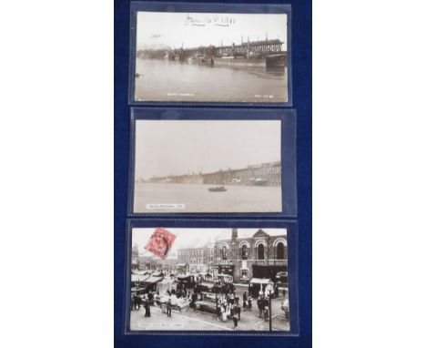 Postcards, Northumberland, 3 RP's of Blyth inc busy market place with much animation pub R Johnston & Son, Gateshead, no 1088