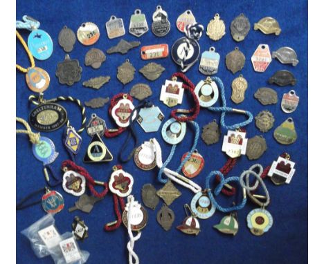Horseracing, a collection of 60+ enamel and metal badges, UK & Foreign tracks, inc Kempton, 1952 & 1955, Salisbury 1954, seve