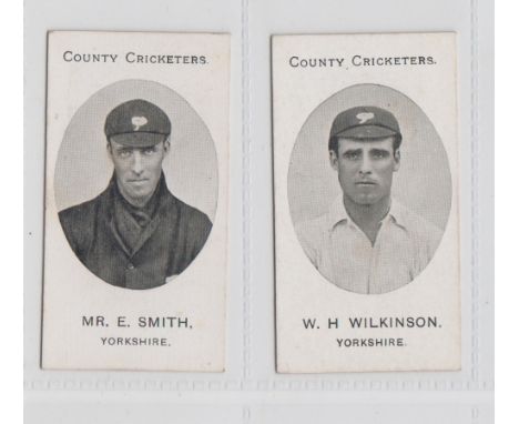 Cigarette cards, Taddy, County Cricketers, Yorkshire, two cards, Mr. E. Smith & W.H. Wilkinson (vg) (2)