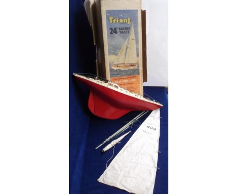 Toys, A Tri-Ang 24" Racing Yacht, scale model of Ocean Cabin Racer in original box, toy has been used (fair/gd)