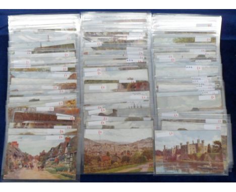 Postcards, A R Quinton, a collection of 120+ cards, all in sleeves, all UK topographical views, inc churches, coastal, Lake D