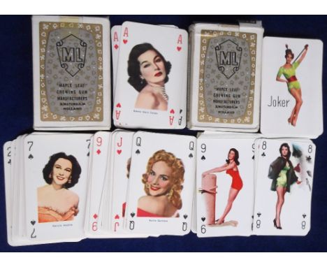 Trade issues, Maple Leaf Gum, two Playing Card sets in original boxes, Glamour Girls & Film Stars (some wear to boxes, cards 