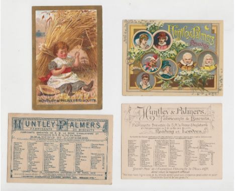 Trade cards, Huntley & Palmers, two sets, Children at Leisure & Play (12 cards), all backs in blue, French, back with first w