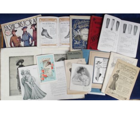 Ephemera, Fashion selection, 1880-1914 including catalogues, leaflets, etc noted Weldon's Shilling Guide to Fancy Work circa 