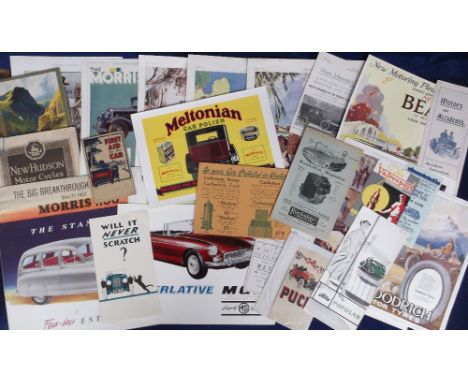 Motoring, a mixed selection 1917-1967 inc specification brochures, MGB 1967, Morris 1100, 1963, Morris Oxford Traveller 1954,