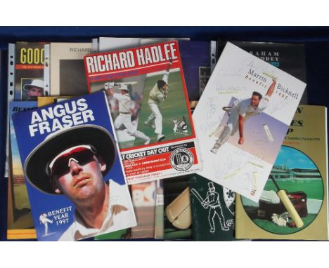 Cricket, a collection of 19 Benefit/Testimonial programmes, mostly signed inc R Illingworth, A Fraser, R Hadlee, M Bicknell, 