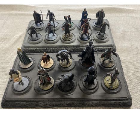 A selection of metal NLP Lord of the Rings figures on stands a/f 