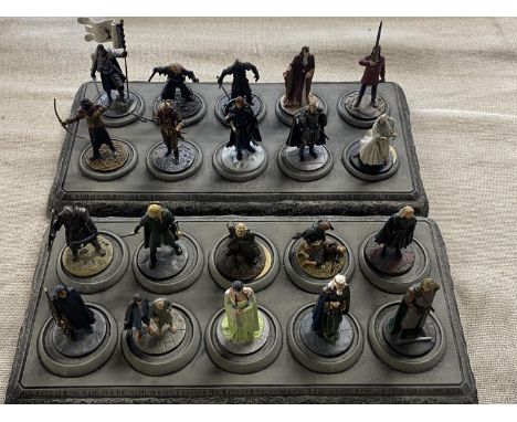 A selection of metal NLP Lord of the Rings figures on stands a/f 