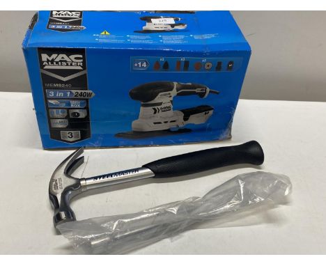 A new Macallister 3 in 1 sander, new Stanley hammer and extension socket 