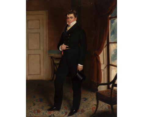 English school of the early nineteenth century."Portrait of a gentleman", ca. 1820.Oil on canvas. Relined.Presents repainting