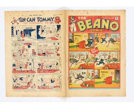 Beano No 6 (1938). Bright cover colours, some grubbiness to front and back cover margins. Light tan pages [vg]