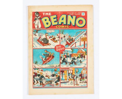 Beano 19 (1938). Bright cover colours, spine tears with small archival tape repair. Cream/light tan pages [vg]