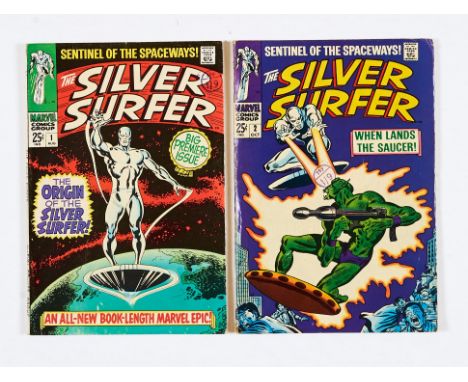 Silver Surfer (1968) 1, 2. #1: Neat biro name and address to splash page margin [fn-/fn], #2 [vg+] (2). No Reserve