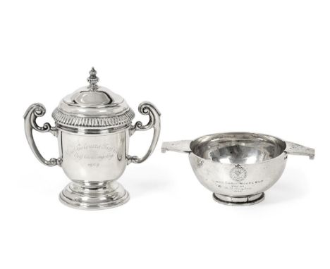 An Indian Colonial Silver Quaich and Cup and Cover, by Hamilton and Co., The First Dated 1922 The Second Dated 1939, the quia