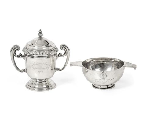 An Indian Colonial Silver Quaich and Cup and Cover, by Hamilton and Co., The First Dated 1922 The Second Dated 1939, the quia