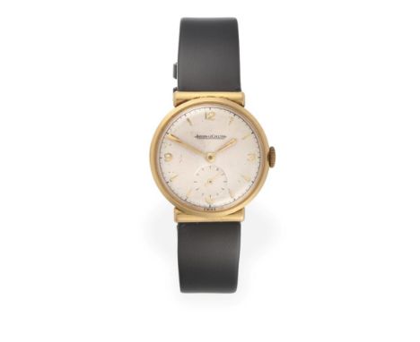 An 18 Carat Gold Wristwatch, signed Jaeger LeCoultre, 1951, (calibre P480/C) lever movement signed and numbered 687775, silve