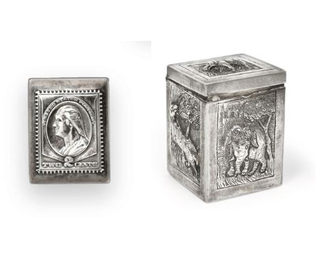 An American Silver Stamp-Box and An Indian Silver Playing Card-Box, The First With Stag Trademark, Possibly for Roger William