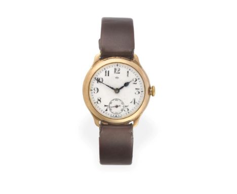 A 9 Carat Gold Enamel Dial Wristwatch, signed International Watch Company, 1936, lever movement signed IWC Probus scafusia an