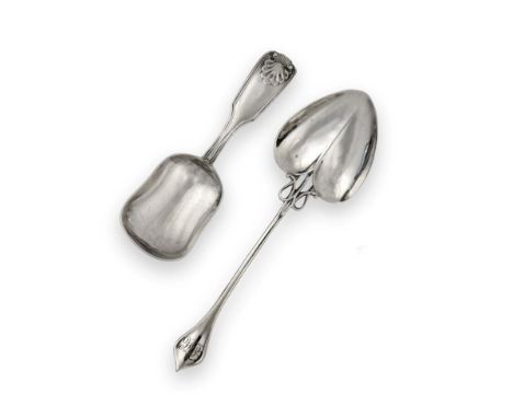 A Victorian Silver Caddy-Spoon, by Charles Boyton, London, 1868, Fiddle, Thread and Shell pattern, with shaped oblong bowl; T