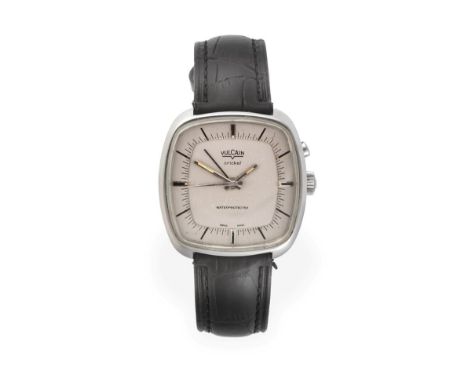 A Stainless Steel Alarm Centre Seconds Wristwatch, signed Vulcain, model: Cricket, ref: S23278, circa 1975, lever movement, s