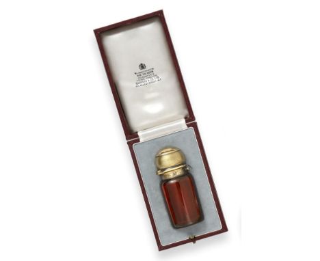 A Victorian Silver-Gilt Mounted Ruby-Glass Scent-Bottle, by Frederic Purnell, London, 1881, Retailed Second Hand by Garrard a