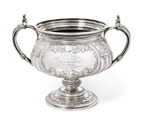 An Edward VII Silver Trophy-Cup, by William Aitken, Birmingham, 1905,  the body baluster, the lower body with spiral gadoonin