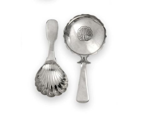 A George III Silver Caddy-Spoon and a George IV Silver Caddy-Spoon, The First by Thomas Johnson, London, 1813, The Second by 