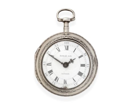 A Silver Pair Cased Verge Pocket Watch, signed Rose &amp; Son, London, 1781, gilt fusee verge movement signed and numbered 80