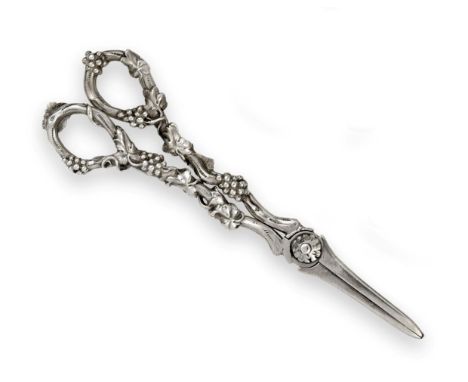 A Pair of William IV Silver Grape-Scissors by G. R. Collis and Co., Birmingham, 1836, the handles each cast as fruiting grape