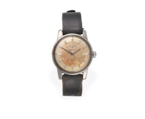 A Stainless Steel Automatic Centre Seconds Wristwatch, signed Longines, model: Conquest, circa 1955, (calibre 19AS) lever mov