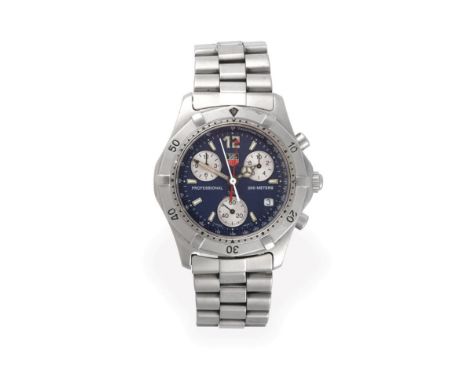 A Stainless Steel Calendar Chronograph Wristwatch, signed Tag Heuer, ref: CK1112, model: Professional, 200 metres, circa 1990