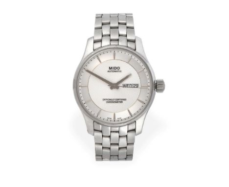 A Stainless Steel Automatic Day/Date Wristwatch, signed Mido, Officially Certified Chronometer, model: Belluna, ref: M00.143.