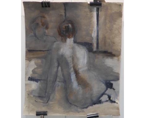 British school -&nbsp; oil on paper, female nude&nbsp;signed 'Honor Brogan' lower right (70&nbsp; x 59 cm). (Tears and surfac