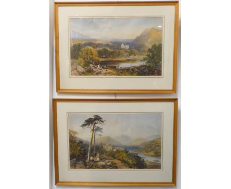 A pair of colour prints: Scottish Highland scenes (each print approx. 35 x 56.5 cm), framed and glazed
