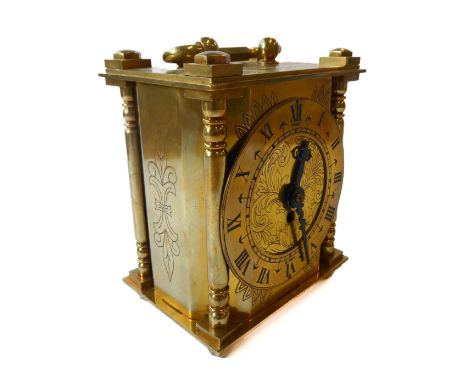 An antique-style (later) Smith's eight-day brass mantle-clock, fully signed&nbsp;