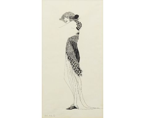 * MARY NEWBERY STURROCK (SCOTTISH 1890-1985),
AN EXOTIC WOMAN
pen and ink on paper, signed with initials
25.5cm x 13cm
Mounte